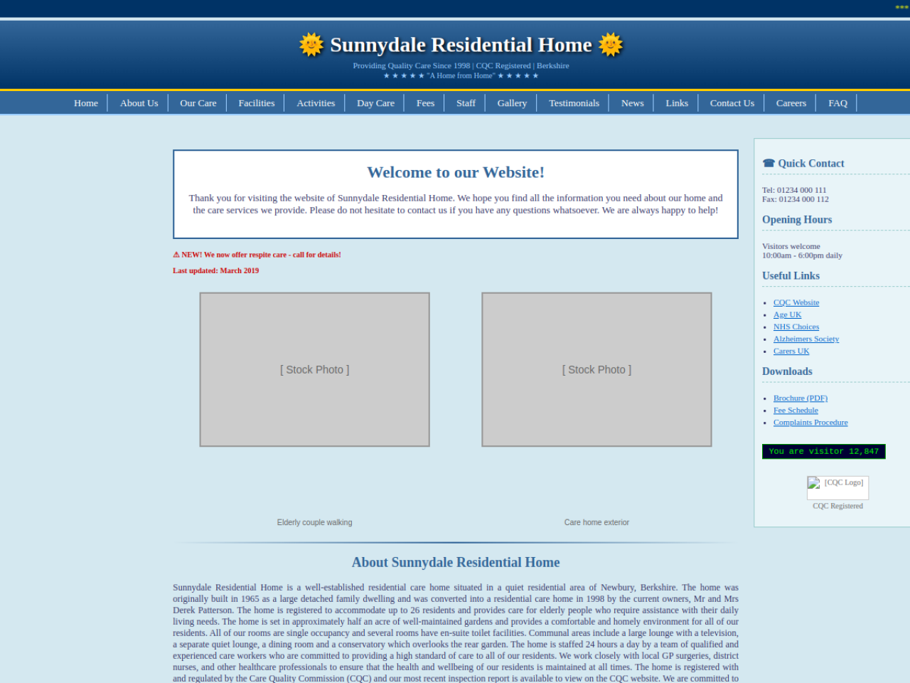 Typical care home website